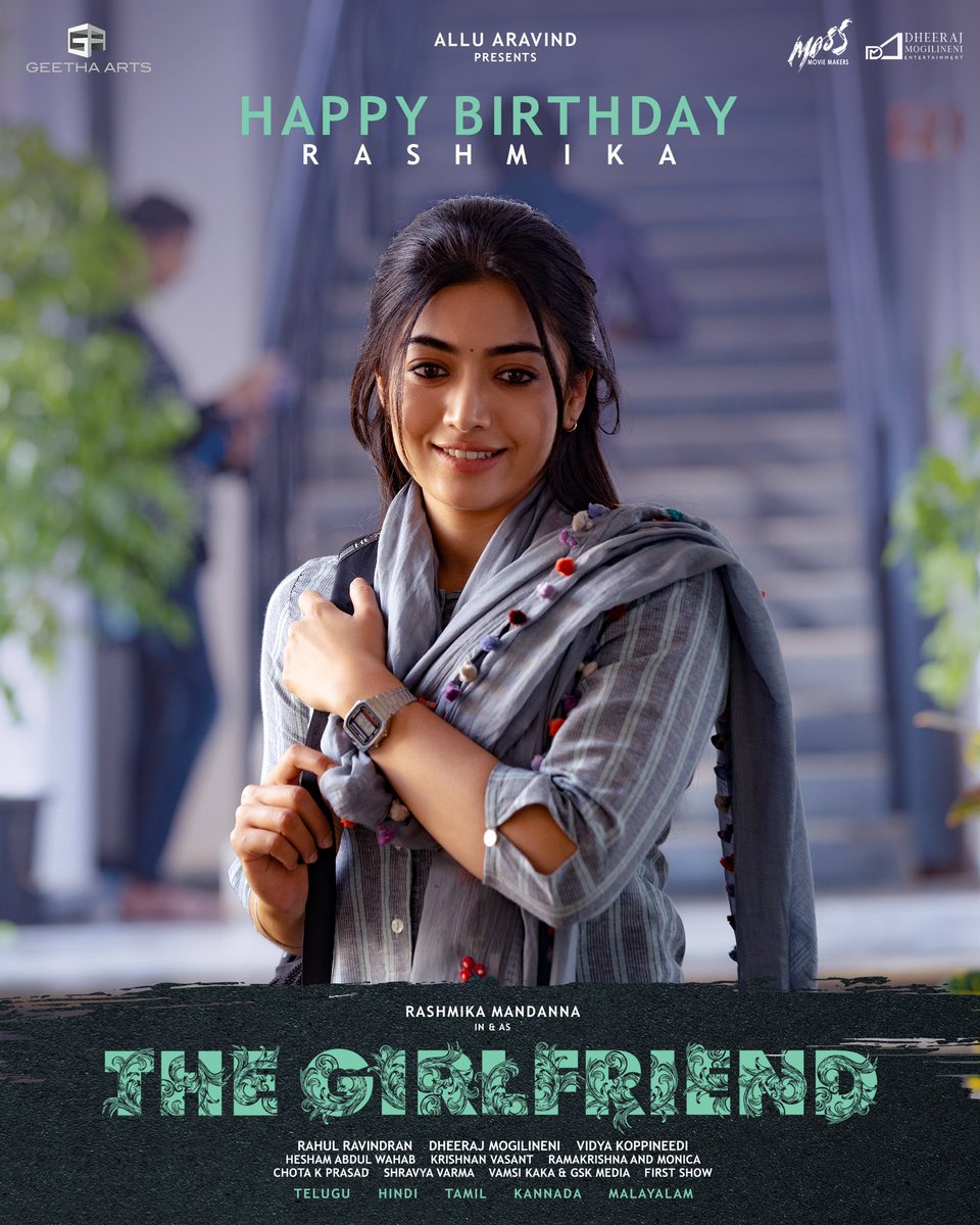 Her eyes smile before she does. And they speak the words that she won't 🫰🏻❤️ Introducing #TheGirlfriend 🫰🏻😍 Wishing the National crush, the ever joyous & cheerful @iamRashmika a very Happy Birthday ✨ @Dheekshiths @23_rahulr @GeethaArts #AlluAravind @SKNOnline…