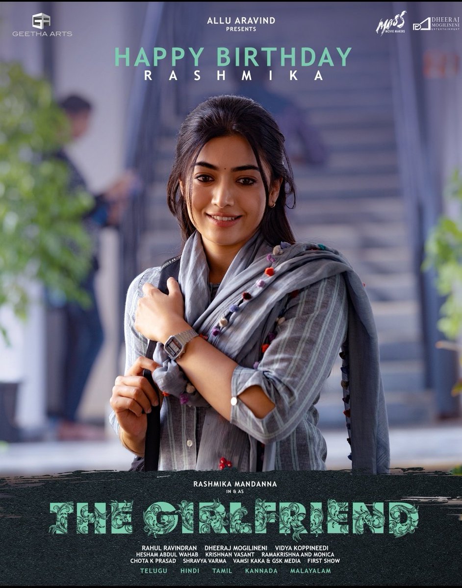 Her eyes smile before she does. And they speak the words that she won't 🫰🏻❤️ Introducing #TheGirlfriend 🫰🏻😍 Wishing the National crush, the ever joyous & cheerful @iamRashmika a very Happy Birthday ✨ @Dheekshiths @23_rahulr @GeethaArts #AlluAravind @SKNOnline…