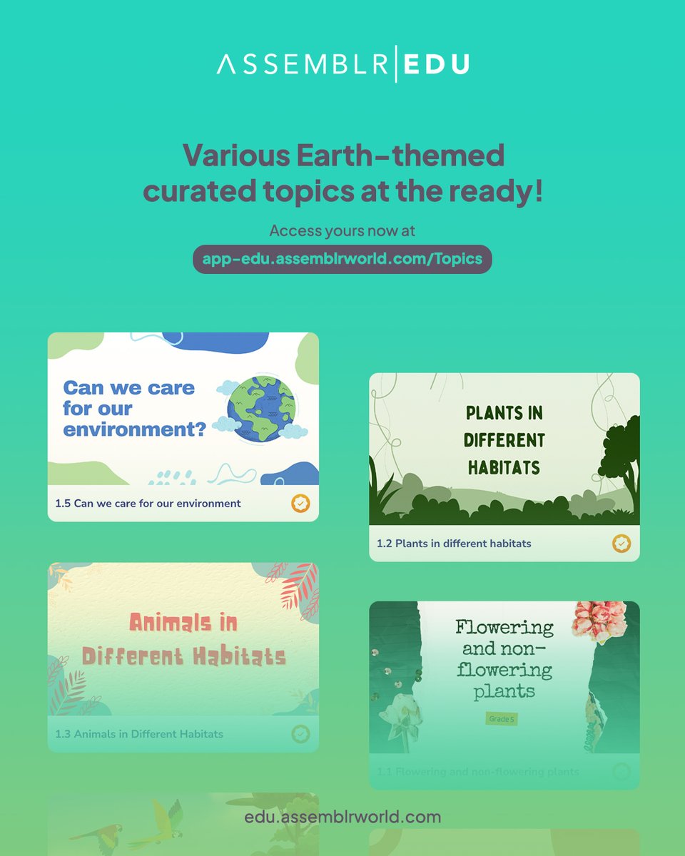 assemblrworld's tweet photo. As we welcome the World Earth Day this month, it’s gonna be the right time to learn more about our Earth!

Check out all the Earth-themed curated topics on https://t.co/P4K1cLqQOc 🌍 Don't forget to use them in the classroom!

#AssemblrEDU #Earthday #EarthDay2024 #teachingslides https://t.co/51MtFrawHu