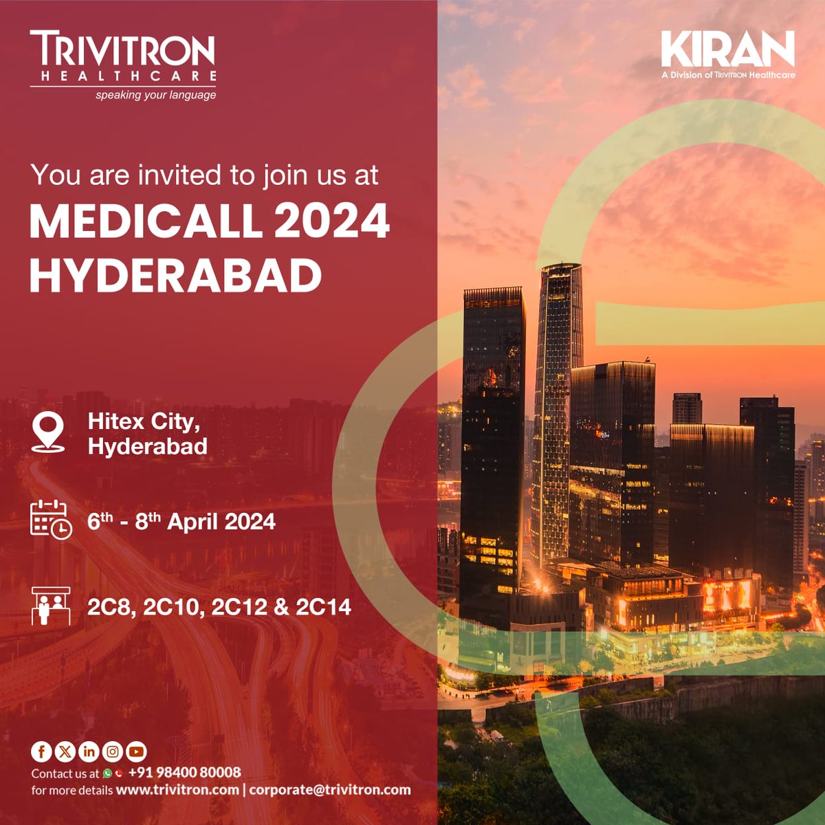 Trivitron Healthcare cordially invites you to Medicall 2024 in Hyderabad from April 6th to 8th. Visit us at booth 2C8, 2C10, 2C12 & 2C14 to explore our Critical Care, Medical Imaging and Radiology solutions. Don't miss this opportunity to witness our solutions that can…