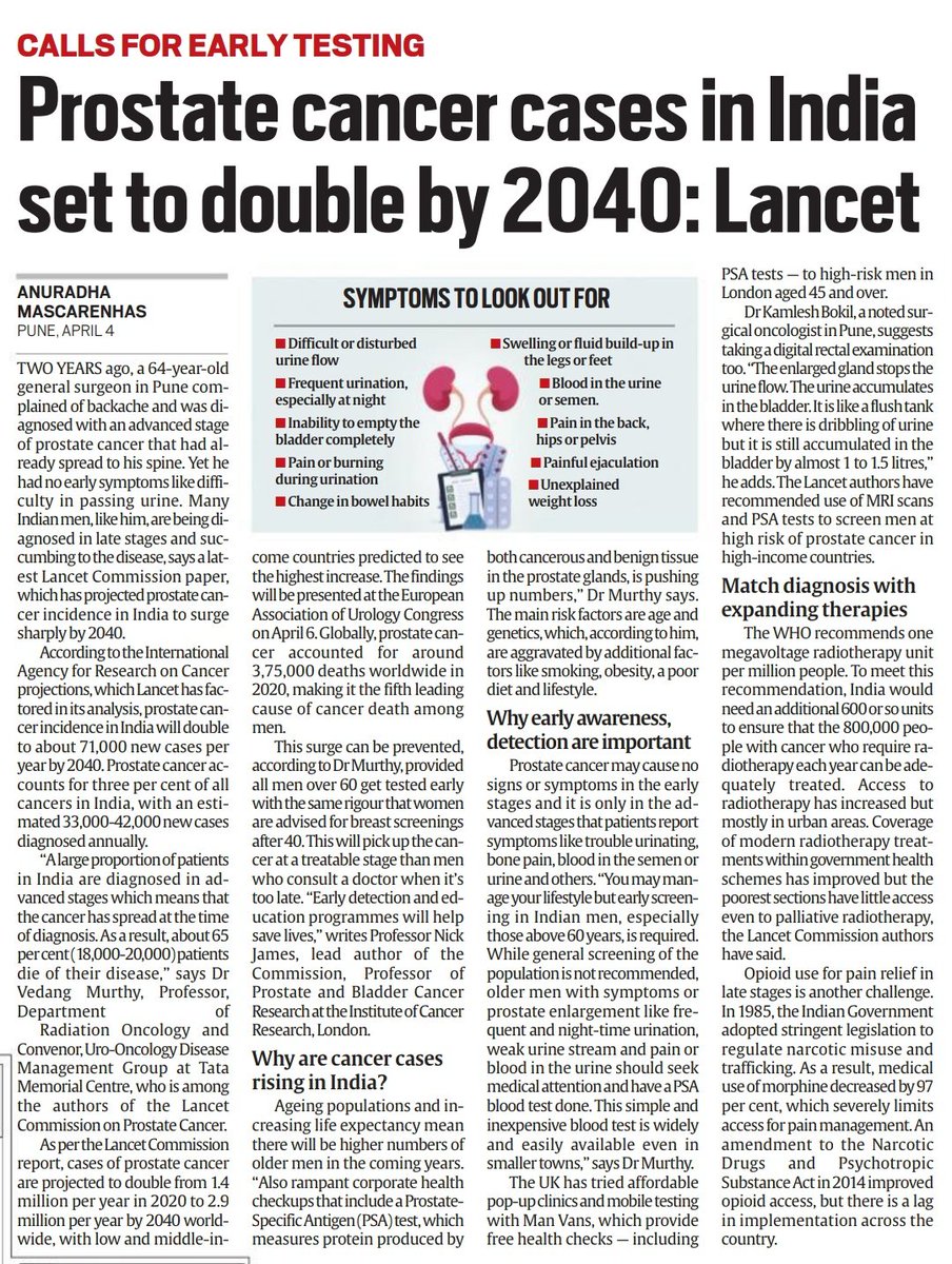 Prostate Cancer Cases in India set to double by 2024 : @TheLancet Source @IndianExpress #UPSC #UPSC2024 To know more about Prostate Cancer, click the link 🔗. amp-cancer-org.cdn.ampproject.org/v/s/amp.cancer…