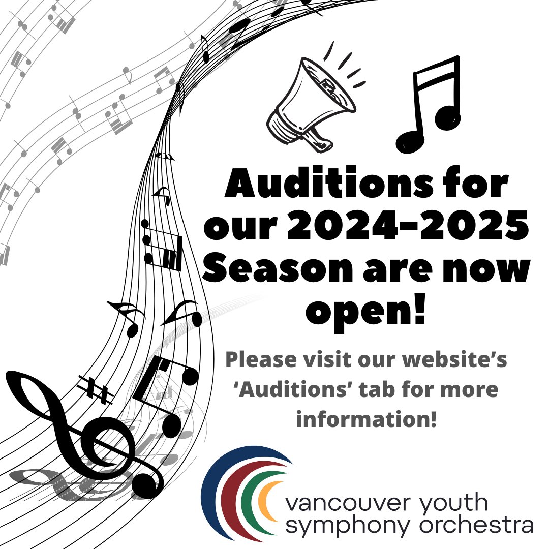 Auditions for our 2024-2025 season are now open! Please visit our website's 'Auditions' tab for more information. Don't miss your chance to earn your spot in BC's premier youth orchestra! ❤️🎵 #youthorchestra #youthsymphony #musiceducation #auditions