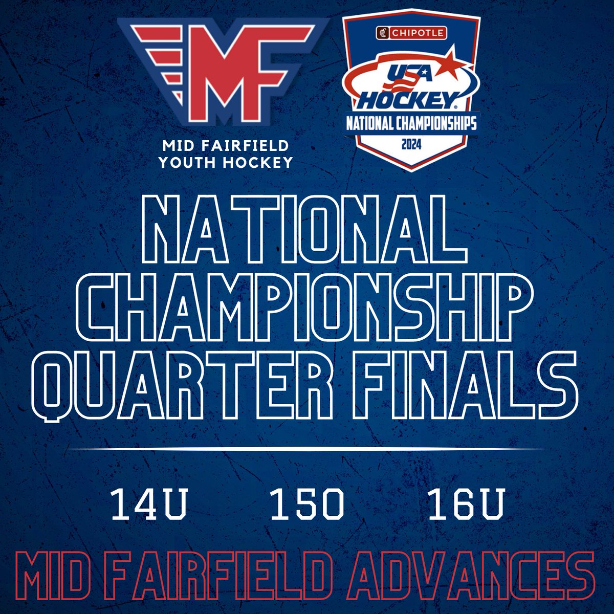 MF advances out of the round robin and into quarter finals in 3 different age groups at the @usahockey Tier I Nationals Championships 🥅🇺🇸 Stream games on USA Hockey TV #ROLLMF 🔥 #usahnationals #usahnationals🏒 #usahockey