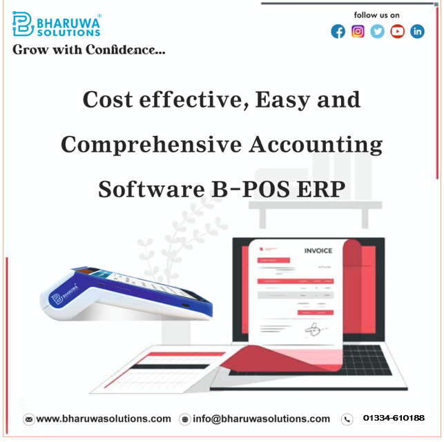 B-POS ERP: Cost-Effective, Easy and Comprehensive Accounting Software.
Book a Demo @ 01334-610188, info@bharuwasolutions.com
#BharuwaSolutions #BPOS #BPOSERP #Accounting #Accounting #Billing #Inventory #ManageBusinessProcess #ExpandBusiness #CloudBackup #SimplifyBusiness #Cloud