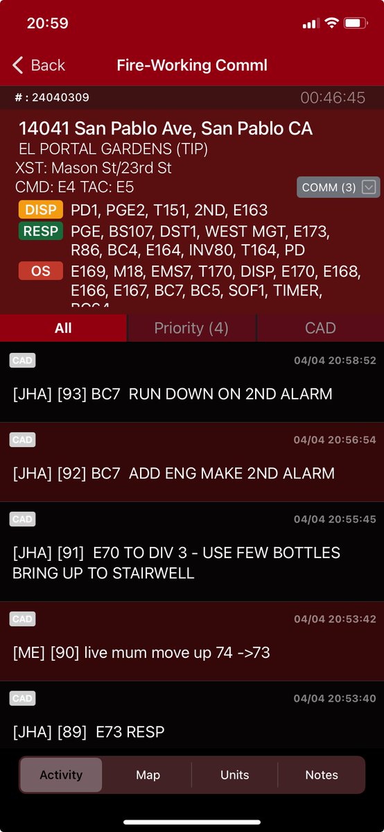 ConFire working 2nd alarm attic fire in apartment building on the 14000 block of San Pablo Ave in San Pablo. Crew fighting fire while assisting in evacuating residents. Avoid the area