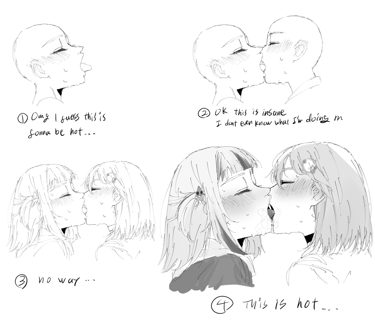 What I’m thinking while drawing kissing (Hope it helps !)