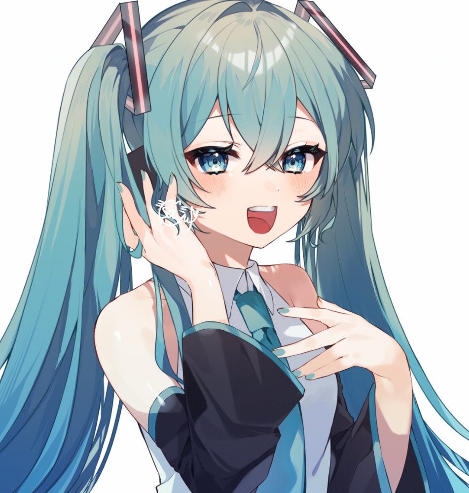 hatsune miku 1girl solo long hair looking at viewer blush smile open mouth  illustration images