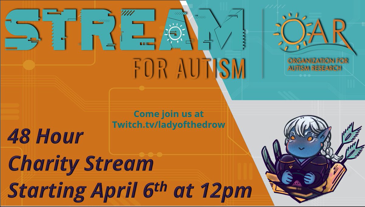 We're back at it again for 2024! This time hitting even closer to home with my diagnosis a few months ago. #autism @AutismOAR #charity #streamforautism #AutismAwarenessMonth #AutismAcceptanceMonth #twitch twitch.tv/ladyofthedrow