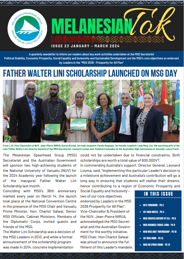 Our 1st Quarter Newsletter is now out featuring some exciting updates from within the #MSG region! 🇫🇯🇳🇨🇵🇬🇸🇧🇻🇺 Happy reading! msgsec.info/wp-content/upl…