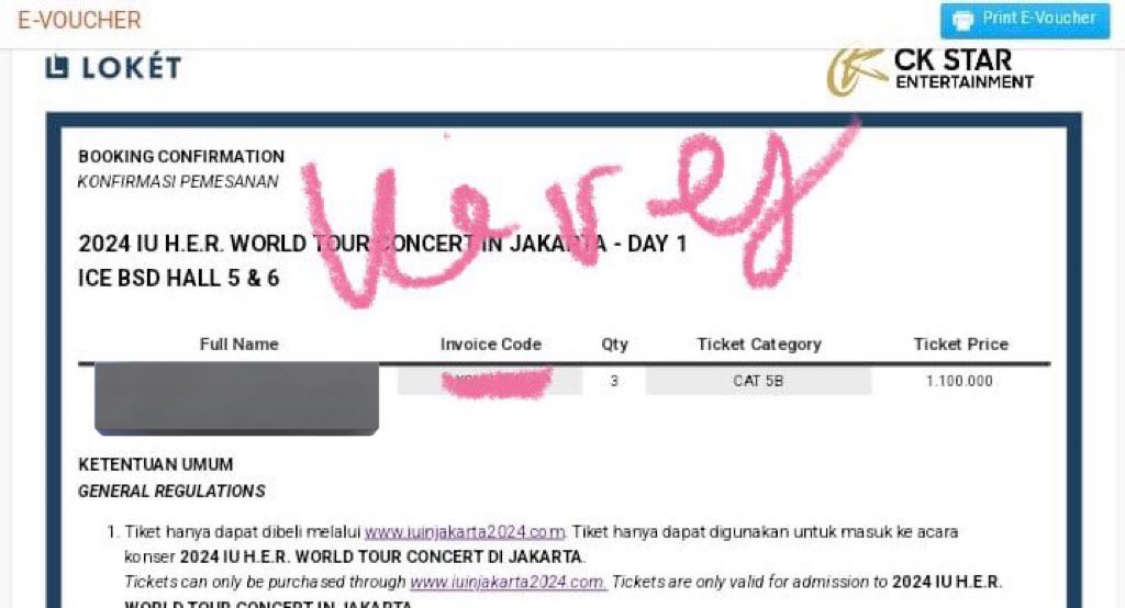 WTS Ticket IU H.E.R World Tour Concert In Jakarta

🛑Cat 4B (Day 1) : 1.600.000 (3 Tix)
🛑Cat 5B  (Day 1) : 1.200.000 (3 Tix)

☑️Ada Group Chat
☑️Trusted

#wtb #wts #zonajajan #zonauang #zonaba #IUHERWorldTour #IUHERWorldTour #IUTickets #IUHERJakarta #IUHERJKT