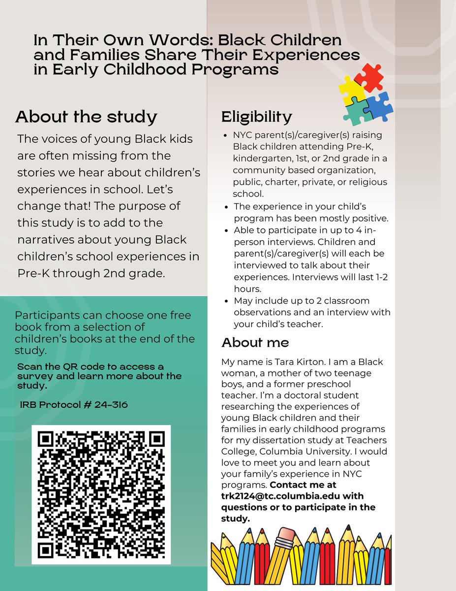 The voices of young Black children are often missing from the narratives we hear about school experiences. Let’s change that! I need help recruiting for my dissertation study. RTs appreciated. DM me with questions. Thank you!!!