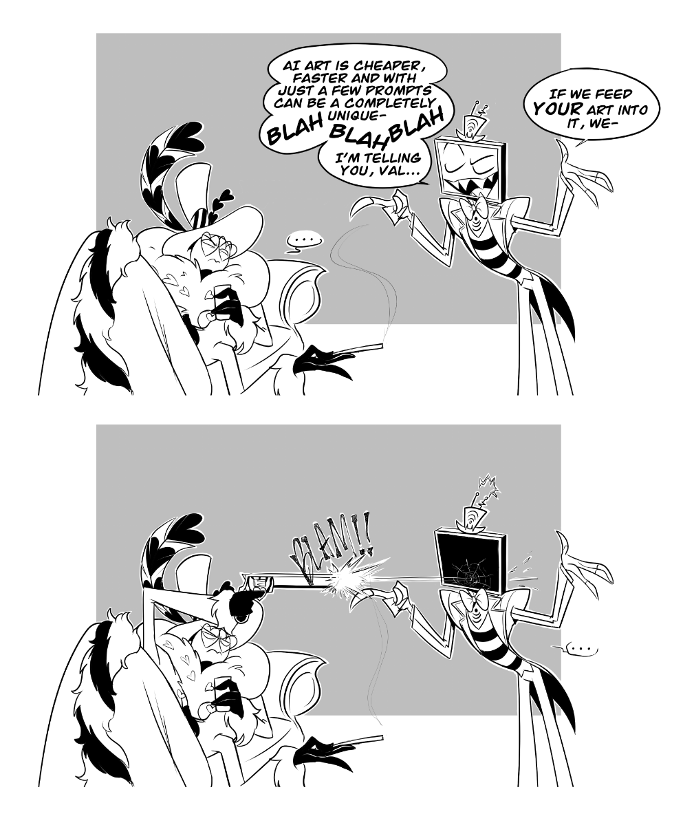 I've been having strong feelings about AI lately
#HazbinHotel #HazbinHotelFanart #HazbinHotelVox #HazbinHotelValentino