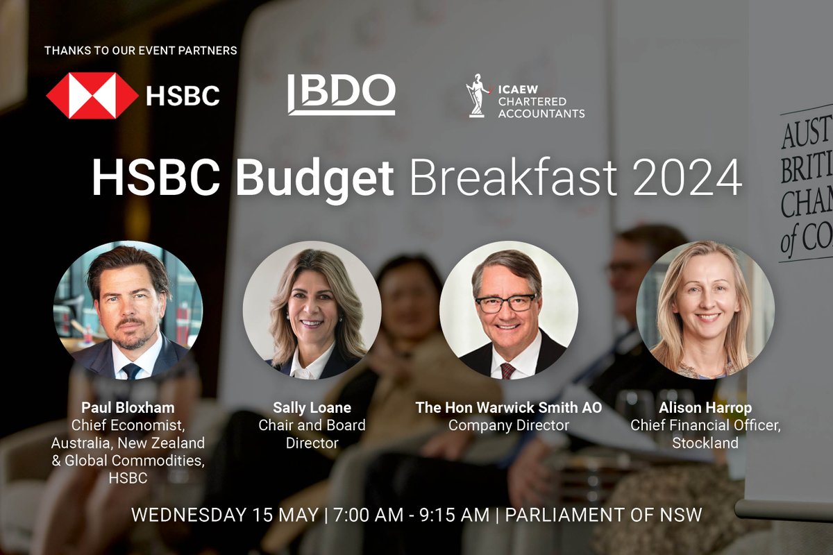 📊 Dive deep into the 2024 Federal Budget over breakfast at the iconic Strangers’ Room, NSW Parliament House! Our expert panel will dissect the economic and fiscal landscape, exploring what and where public resources will be allocated: britishchamber.com/events/event-d…