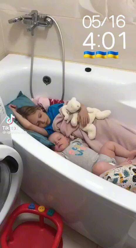 This is how Ukrainian children sleep at night.

Largely because US military aid to Ukraine has been blocked for over six months.

<a href="/SpeakerJohnson/">Speaker Mike Johnson</a>