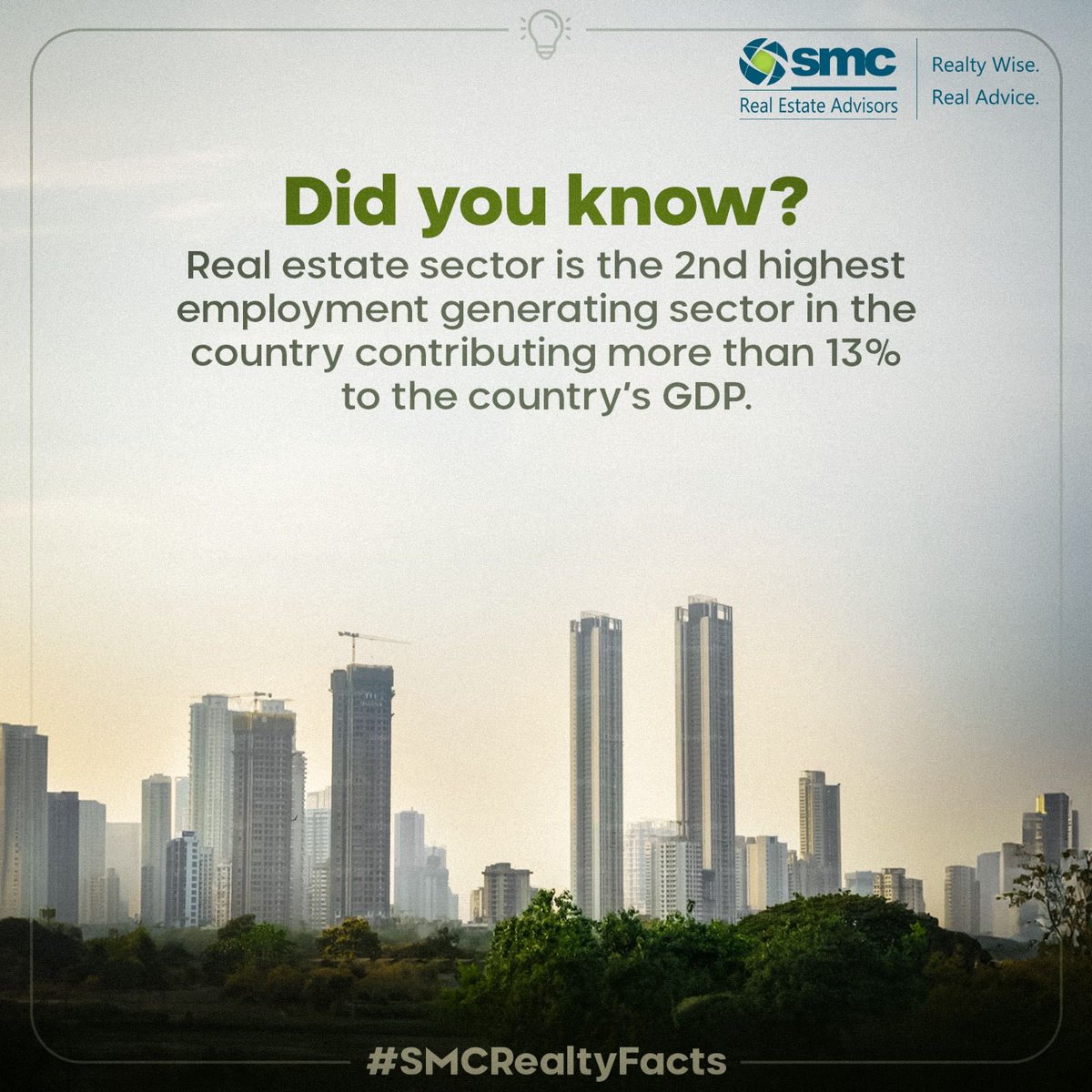 Agriculture is the number one sector followed by Real Estate. Both doing their part to boost India’s economy. Doesn’t being a real estate owner or involved in it in some way or the other makes you feel proud? . . For more such interesting updates, keep following #SMCRealty