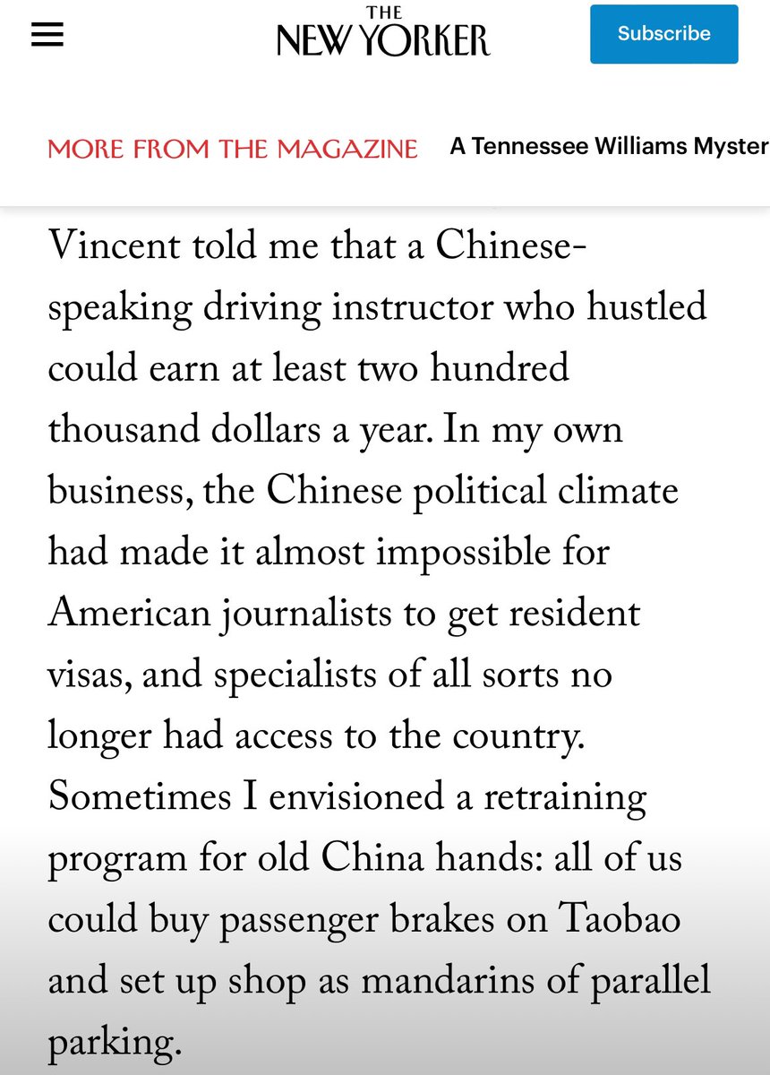 Love, love this piece from @peterhessler for, among many other details, this envisioned career path for China hands 😂 newyorker.com/magazine/2024/…