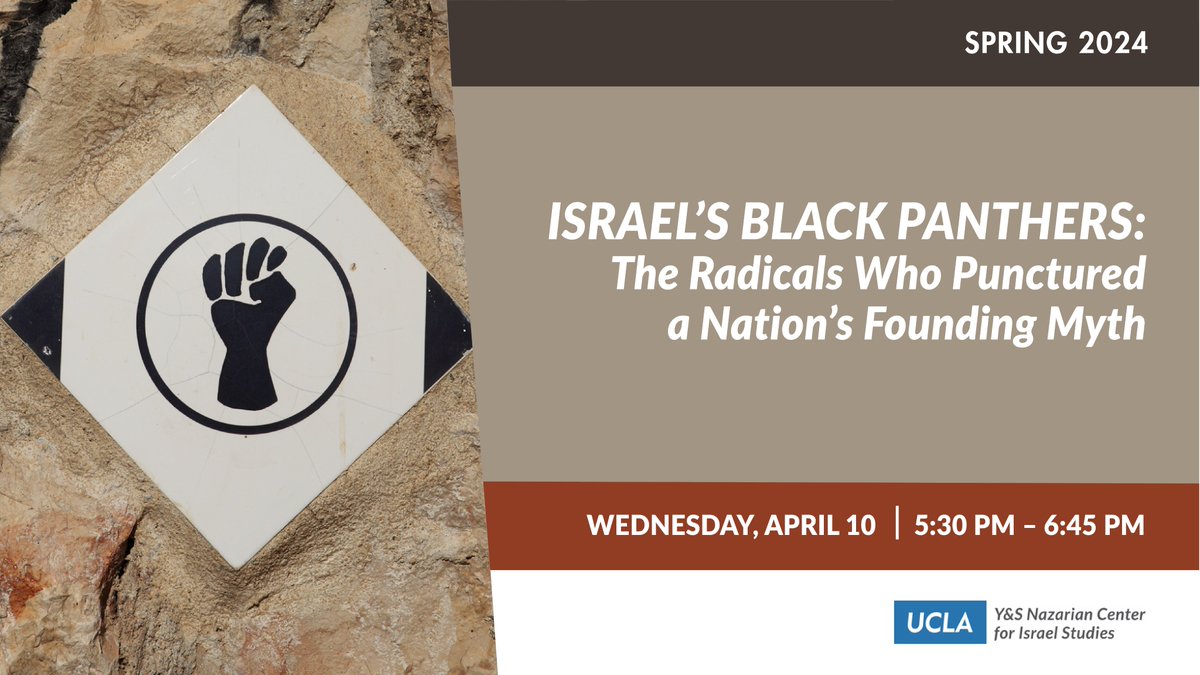 Join us in person at UCLA on Wed, April 10, for a discussion with @AsafShaloo on his new book 'Israel's Black Panthers: The Radicals Who Punctured a Nation's Founding Myth.' RSVP & Learn More: bit.ly/UCLA_April-10_…