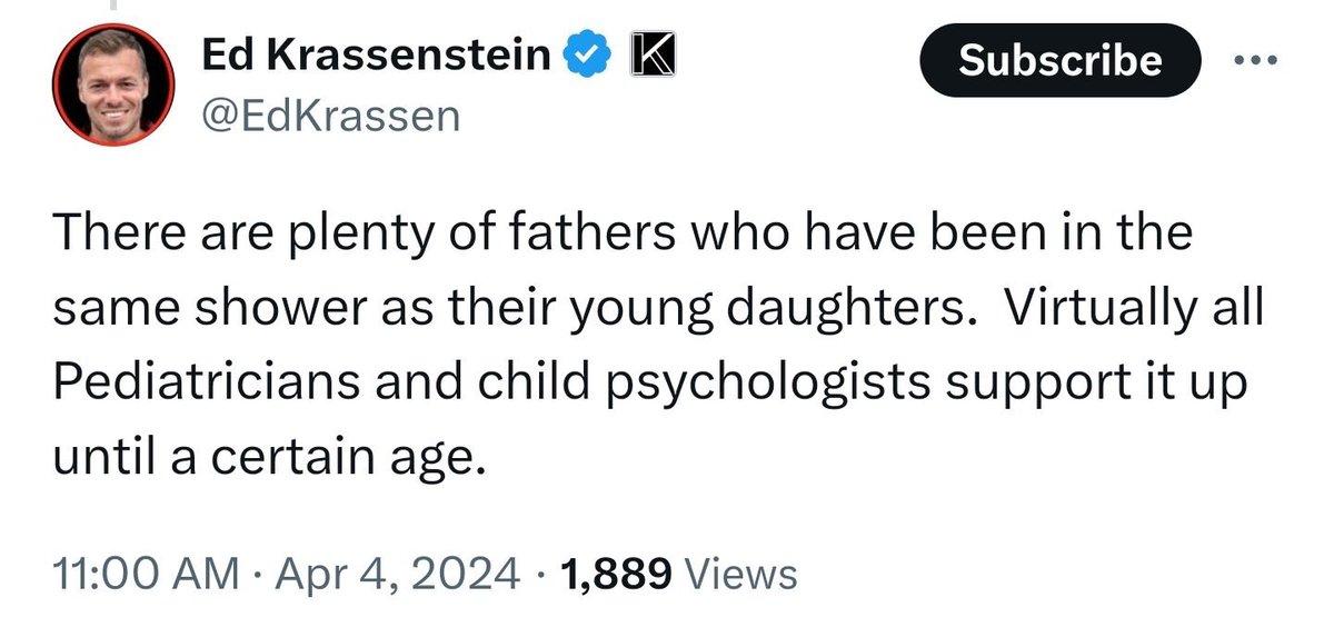 There are plenty of fathers who have been in the same shower as their young daughters. - Ed Krassenstein We call them pedophiles, Ed.