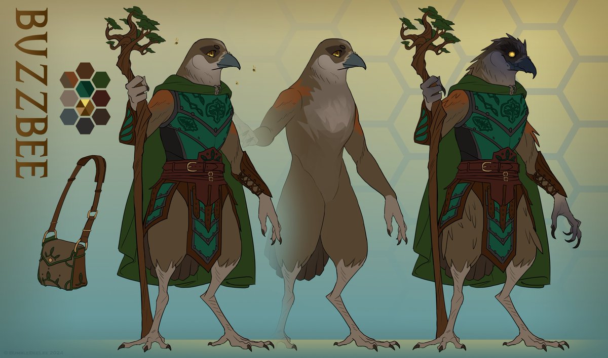 A set of commissions for <a href="/Avi_wow/">Avi</a> ! 

A family portrait and a Kenku named Buzzbee! 

#sketch #digitalart #Kenku #DnD #Refsheet