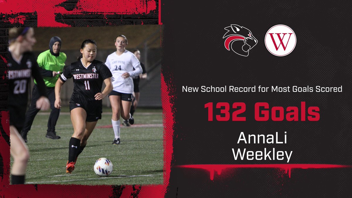 Congratulations to AnnaLi Weekley, who set a new school record tonight for the most goals scored in Westminster's soccer program. During the game, AnnaLi scored her 132nd goal which set the new record which was previously held by 2016 alum Lizzy Hightower. #GCG