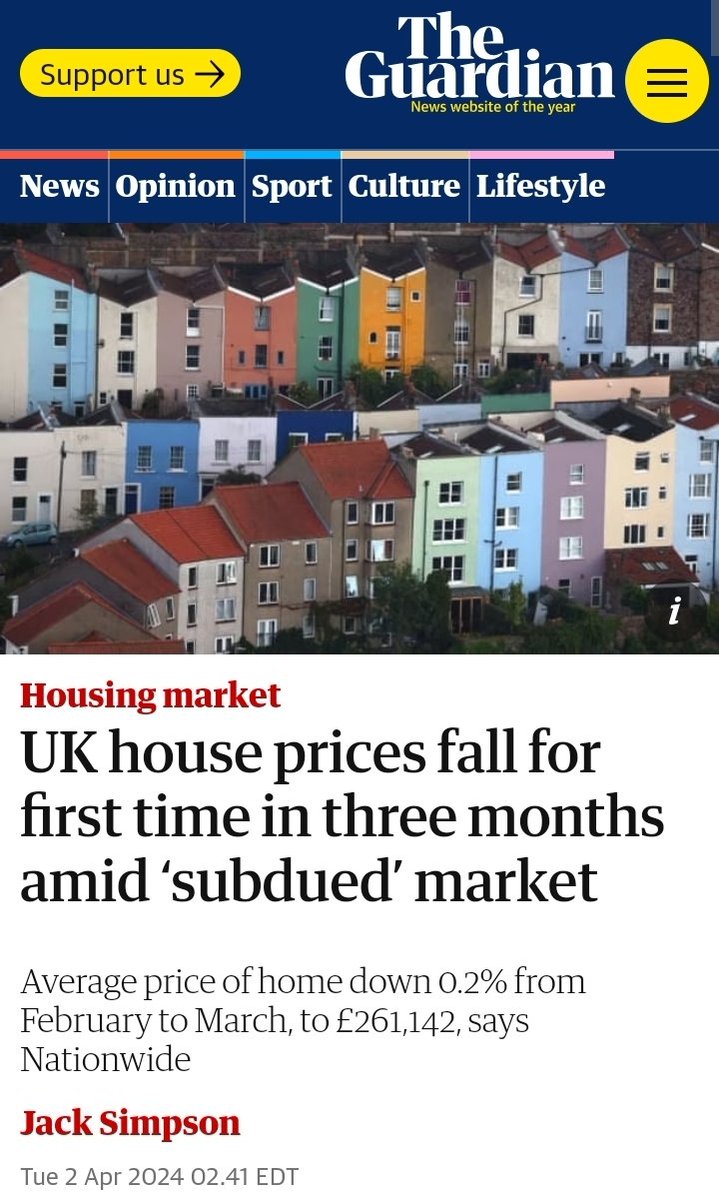 UK house prices fall for the first time in three months amid 'subdued' market. 

#UKpropertynews