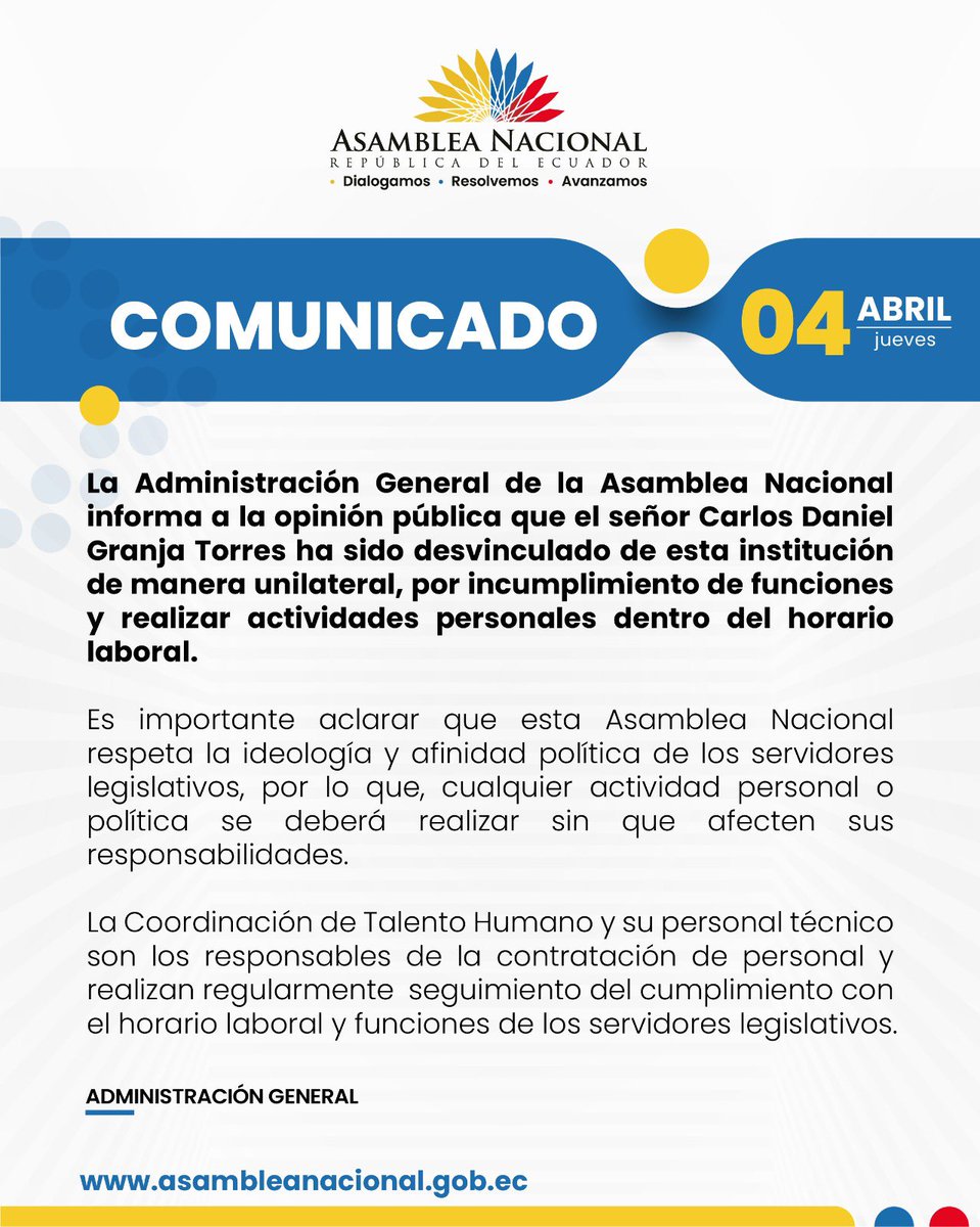 JAVIERPONTON7's tweet image. Ya le terminaron el contrato al troll Daniel Granja. El sinvergüenza pasaba todo el día publicando en X sin trabajar, esperemos q el @MunicipioQuito hago lo mismo con la mujer otra calienta puesto. @SuerodlaVerdad1 @Polificcion #DanielGranja #Kronfle #Ecuador #Purga
