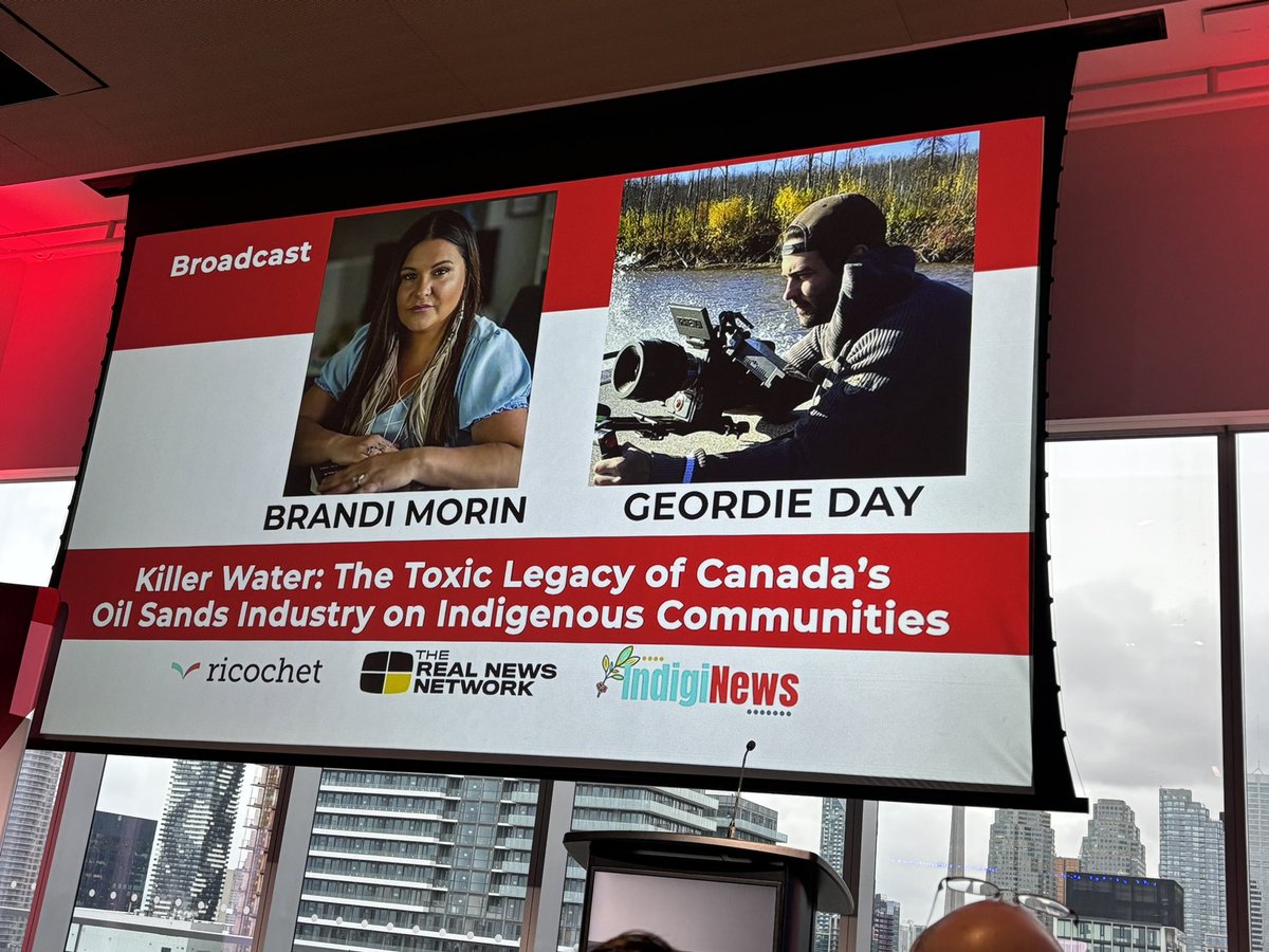 What an honour to see Killer Water, our phenomenal doc by @Songstress28 & @geordieday, be honoured at @SidneyHillman Awards tonight. When independent media work together in service of the public good, we can do extraordinary things. Congrats to @TheRealNews & @IndigiNewsMedia!