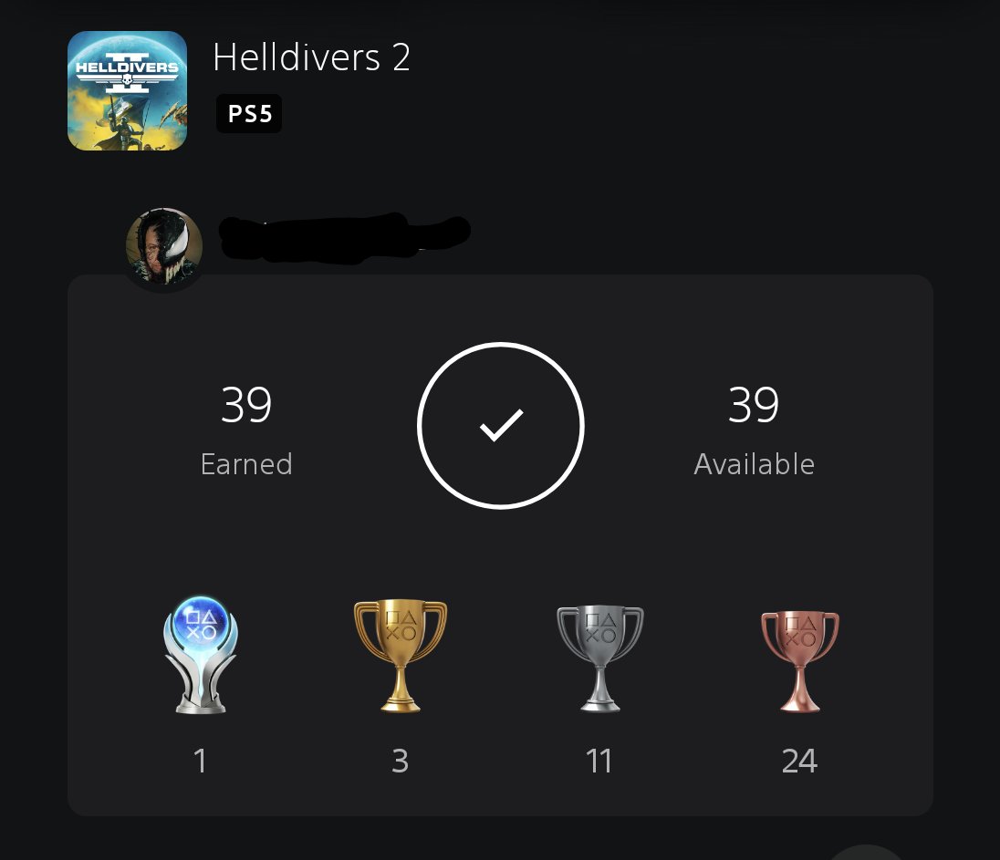 Helldivers 2 Platinum is in the bag. 🏆 #HELLDIVER2 #PS5Share #PS5