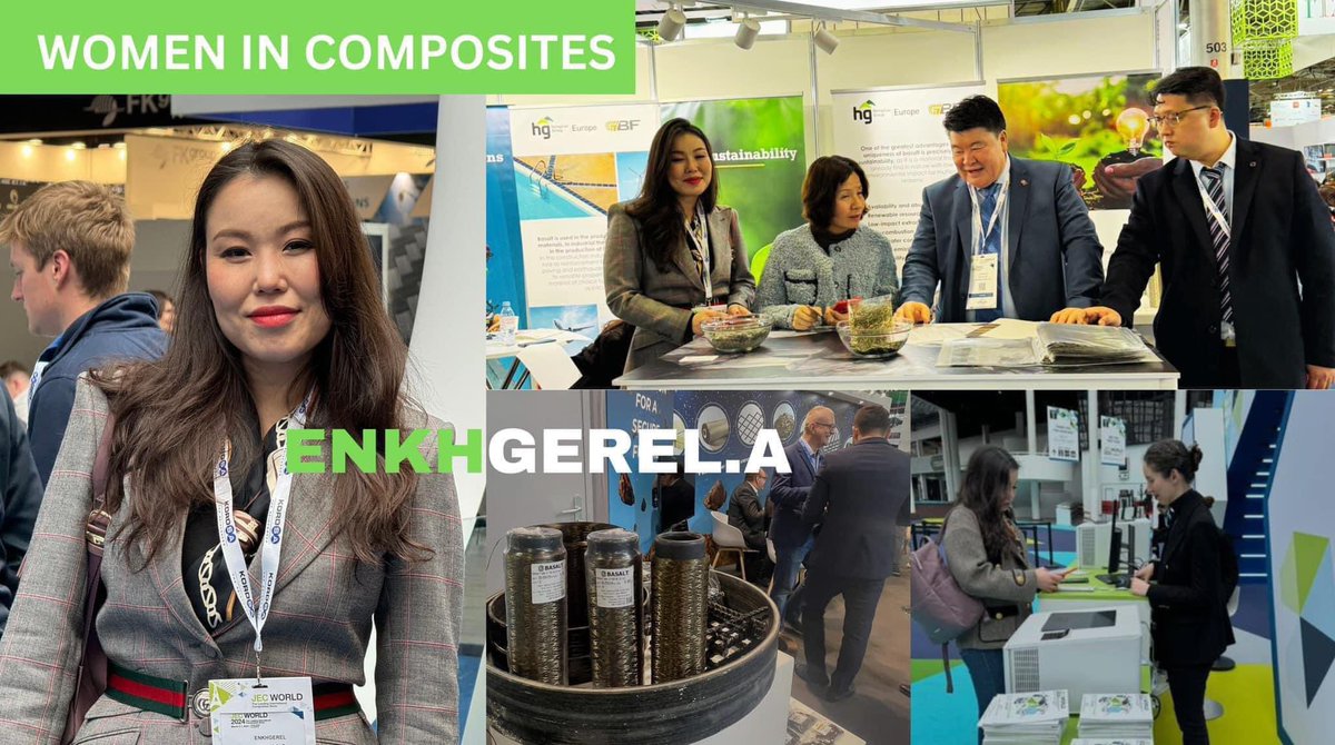 BasaltAriunbold's tweet photo. HAPPY WOMEN’S DAY 🌹 Women in COMPOSITES
#JECWorld2024 Paris
Ceo Enkhgerel.A MONGOL BASALT JSC
JECWorld-2024 ПАРИС Композит файбер шинэ материал технологийн ЭКСПО конференци.
#sciencetechnology #Innovation #basaltfiber #nanotechnology #basaltrebar #basaltpipe #JECWorld2024
Mongol Basalt JSC