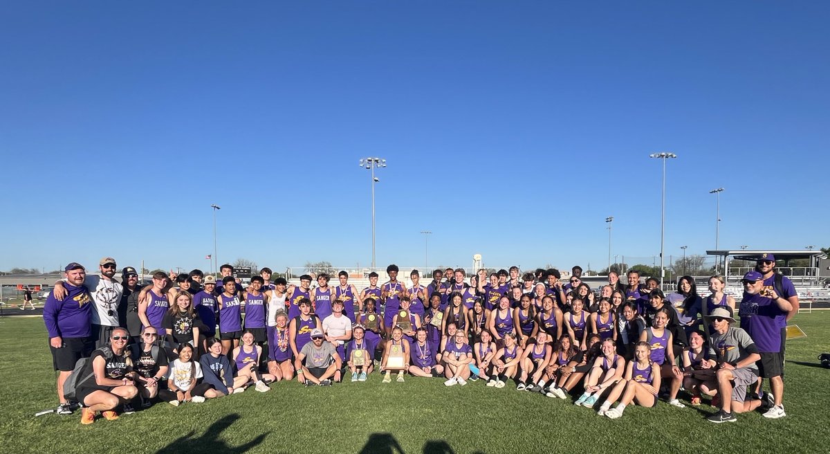 Track and Field District Champions Really proud of our athletes & coaches. Represented the Sanger Indians well today.Won all 4 divisions. Lots of District champions. Lots of smiles and PRs Taking team picture Mon Several kids missing at the end. #onestandard #WAR #Tribe