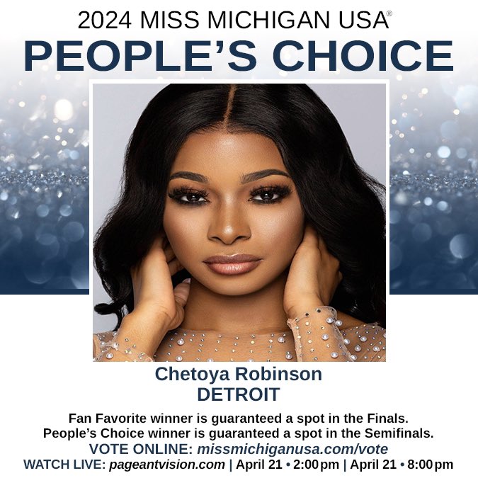 lavishxcee's tweet image. 🌟Voting for Miss Michigan USA People’s Choice is now OPEN! I would be honored to have your vote! Click the link below to cast your vote for me! Voting is unlimited, so keep those votes coming! Thank you for your love and support! 💖 #MissMichiganUSA #VoteForMe #missdetroitusa
