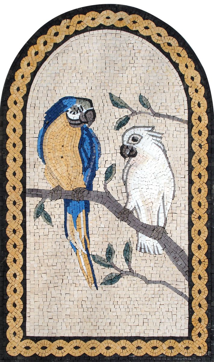 Incorporate the striking beauty of birds with this mosaic. Water-resistant, it makes an attractive shower feature. mosaicnatural.com/mosaics/an107 #mosaic #mosaicart #handcrafted #walldecor #wallart #art #mural #design #artoftheday #uniqueart #bathroomtile #tileart #interiordesign