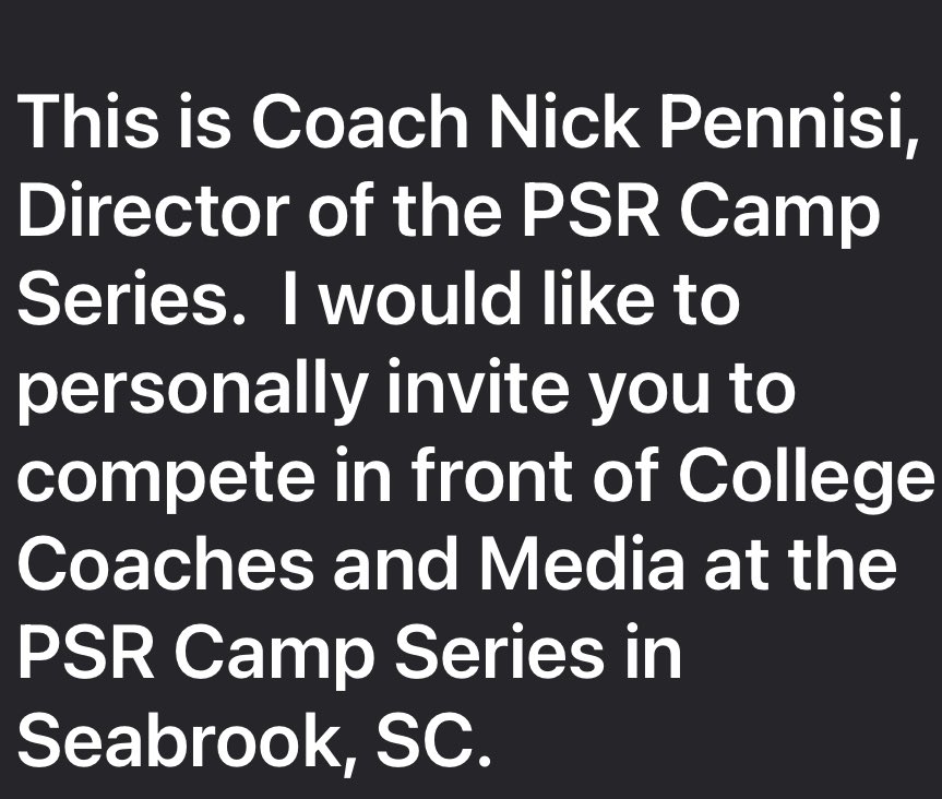 Proud to be invited to PSR camp series by <a href="/ScoutNickP/">Coach Nick Pennisi</a>