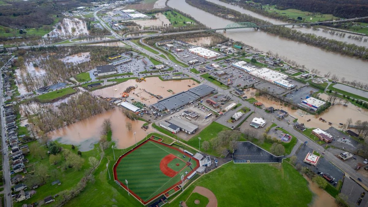 Some photos of the flooding at our athletic facilities. Never a dull moment in the river city. Don Drumm Stadium is completely covered. That’s why we had to play our men’s lacrosse game vs Mount Union at Muskingum last night. #PioNation #BringForthAPioneer