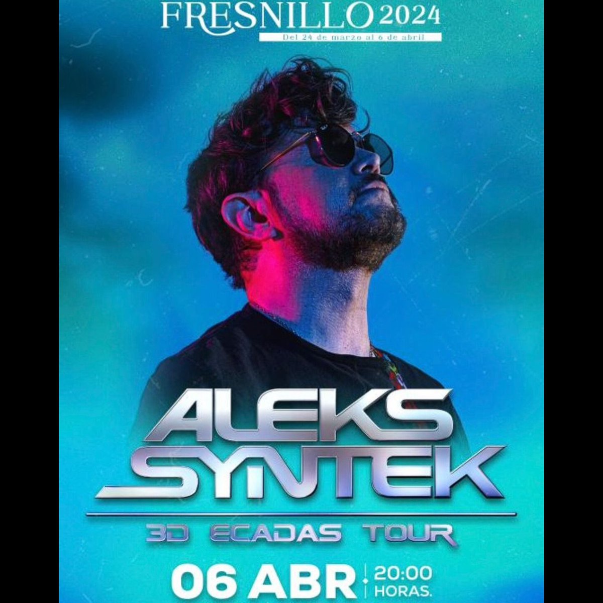 Este sábado 06 de Abril llega @syntekoficial con su exitoso #3decadastour al cierre del festival cultural de #Fresnillo ¡No te lo pierdas! 🥳🙌✨🎶🤟😎