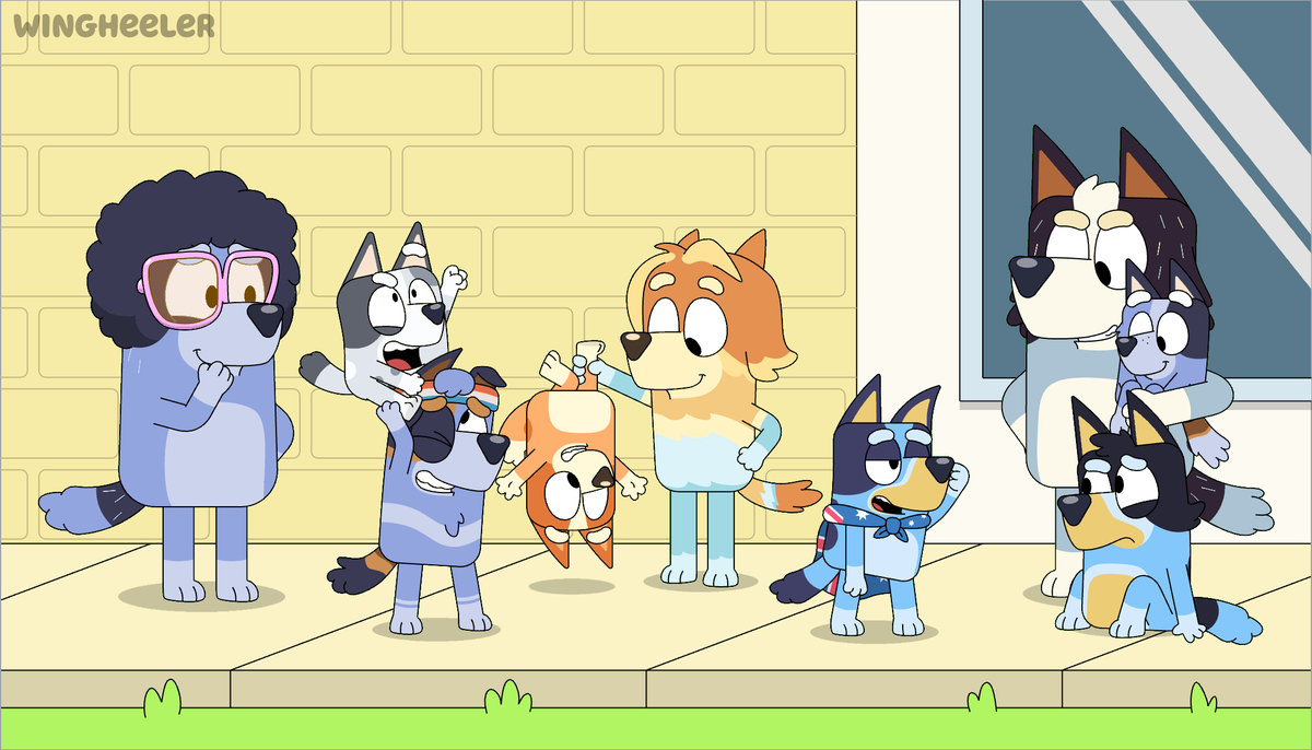 Shvakkone's tweet image. Meeting the Heelers & the Cattles (in the 80s)
#Bluey #blueyfanart #blueyart