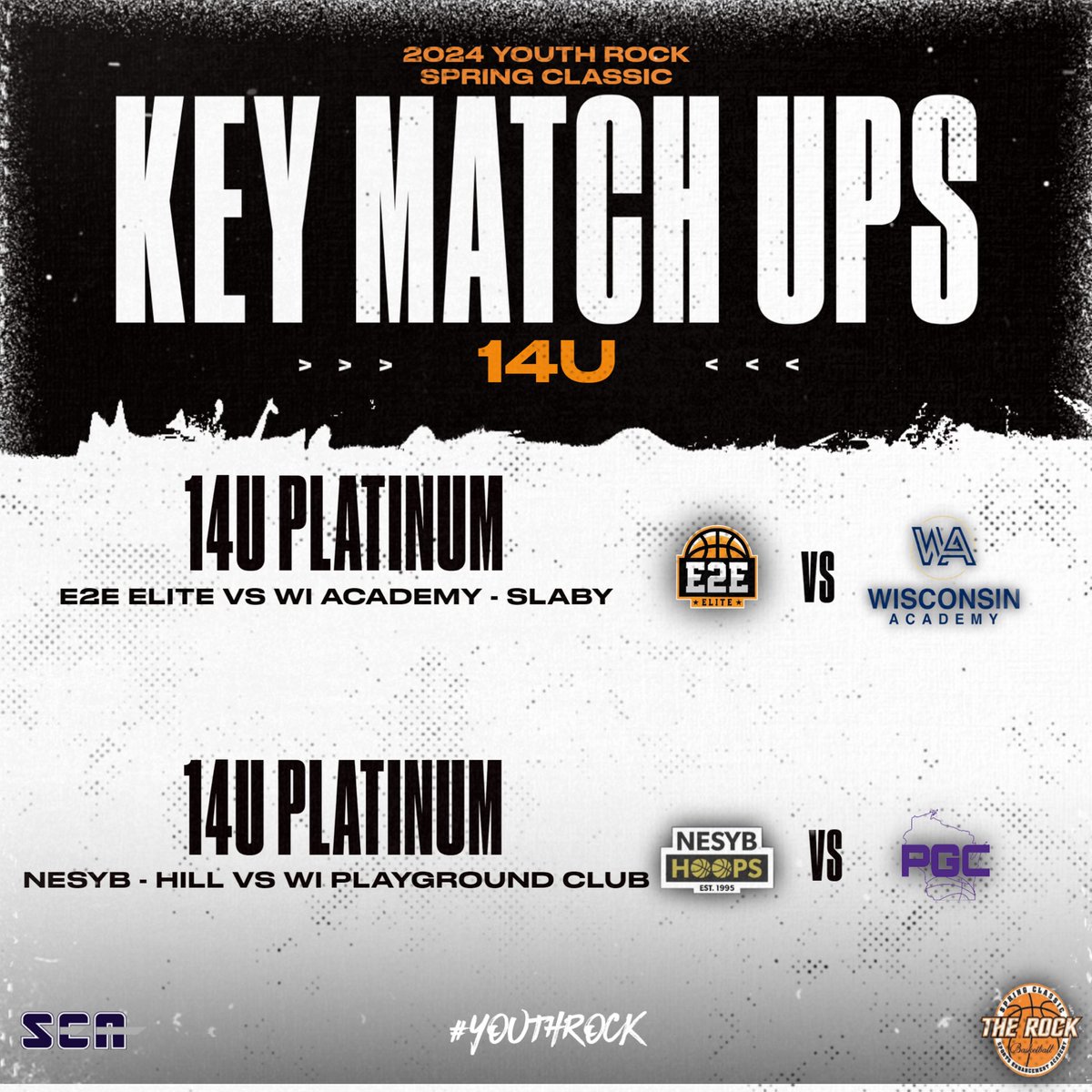 ROCKSpringClass's tweet photo. 🚨Key Match Ups🚨
Check out a few of the key match ups that kick of the #YouthROCK 14U Platinum Division at @SEAFacilities‼️
• @EndHoops vs @WiscoAcademy
• @nesyb_club vs @wisconsin_pgc
• @renegade_club vs @WisconsinSwing
• @AcademyDubuque vs @FundamentalUA
#YouthROCK https://t.co/eJmdxFfXuv