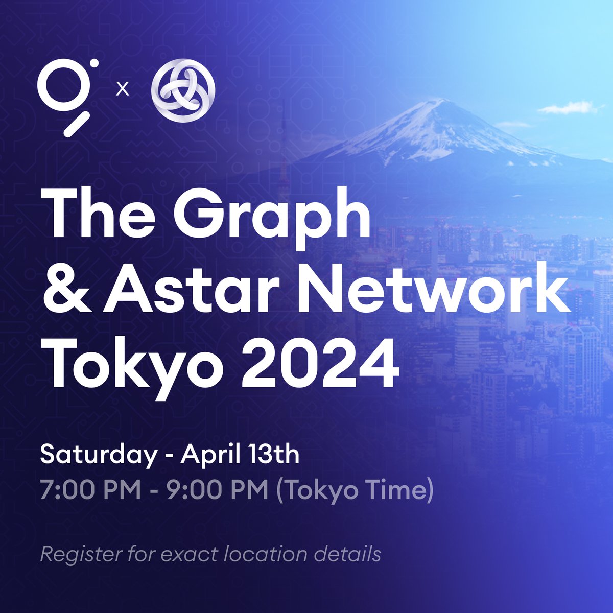 📣 Don't miss this! Join members of The Graph & @AstarNetwork communities for the official side event of @teamz_inc’s Web3/AI Summit in Tokyo 🇯🇵 📅 Sat., April 13th (7pm-9pm) Come meet community leaders & celebrate web3 innovation! Details 🔽 lu.ma/thegraphtokyo