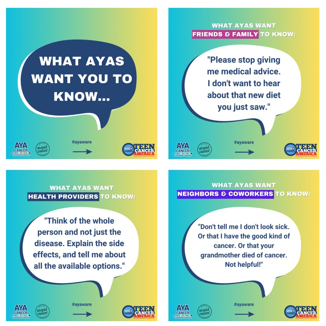 What do YOU want people to know? Take time to listen and stand up for AYAs! #ayaware #ayacancer #AYACancerAwareness #ayacsm