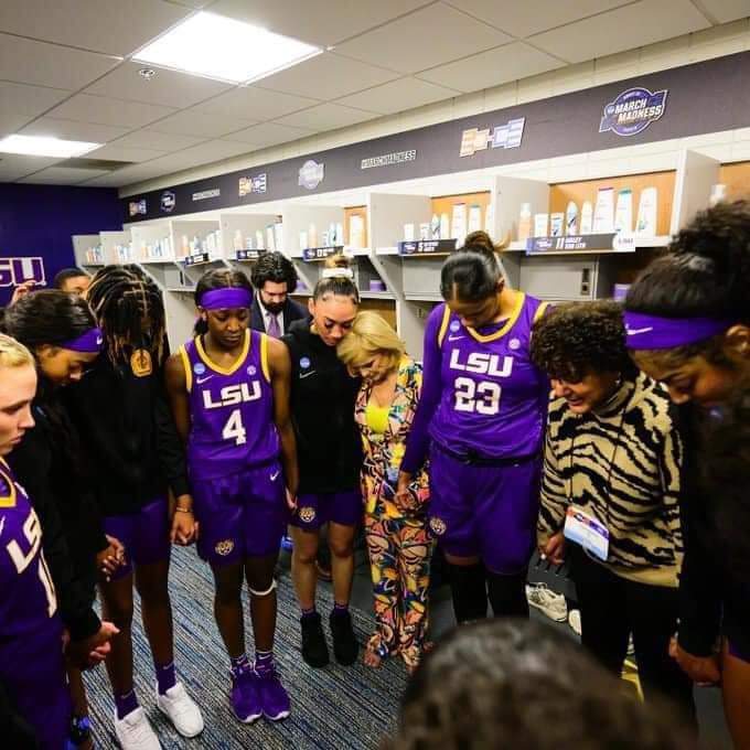 For those who were complaining about the LSU Lady Tigers at the Iowa game. This is what they were doing during the national anthem. Sometimes they miss it because they are doing their game ritual at that time. Suck it up complainers!!