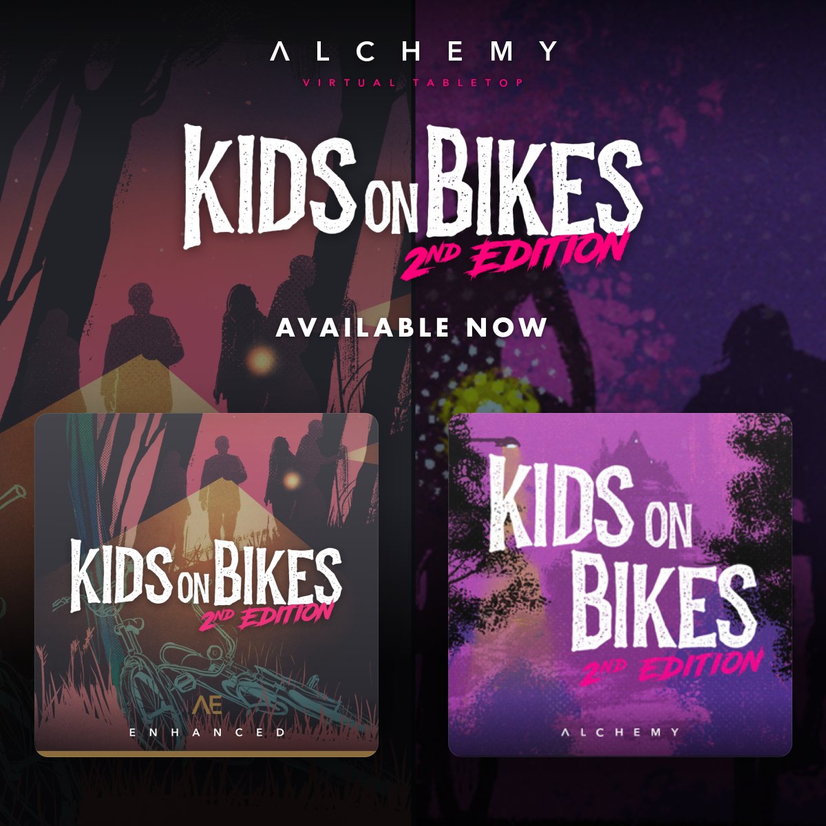 AlchemyRpg's tweet image. Choose your OWN destiny in a world where adventure is just a bike ride away! 🚴‍♀️🚴🚴‍♂️

Pick up Kids on Bikes 2e TODAY on Alchemy!!!