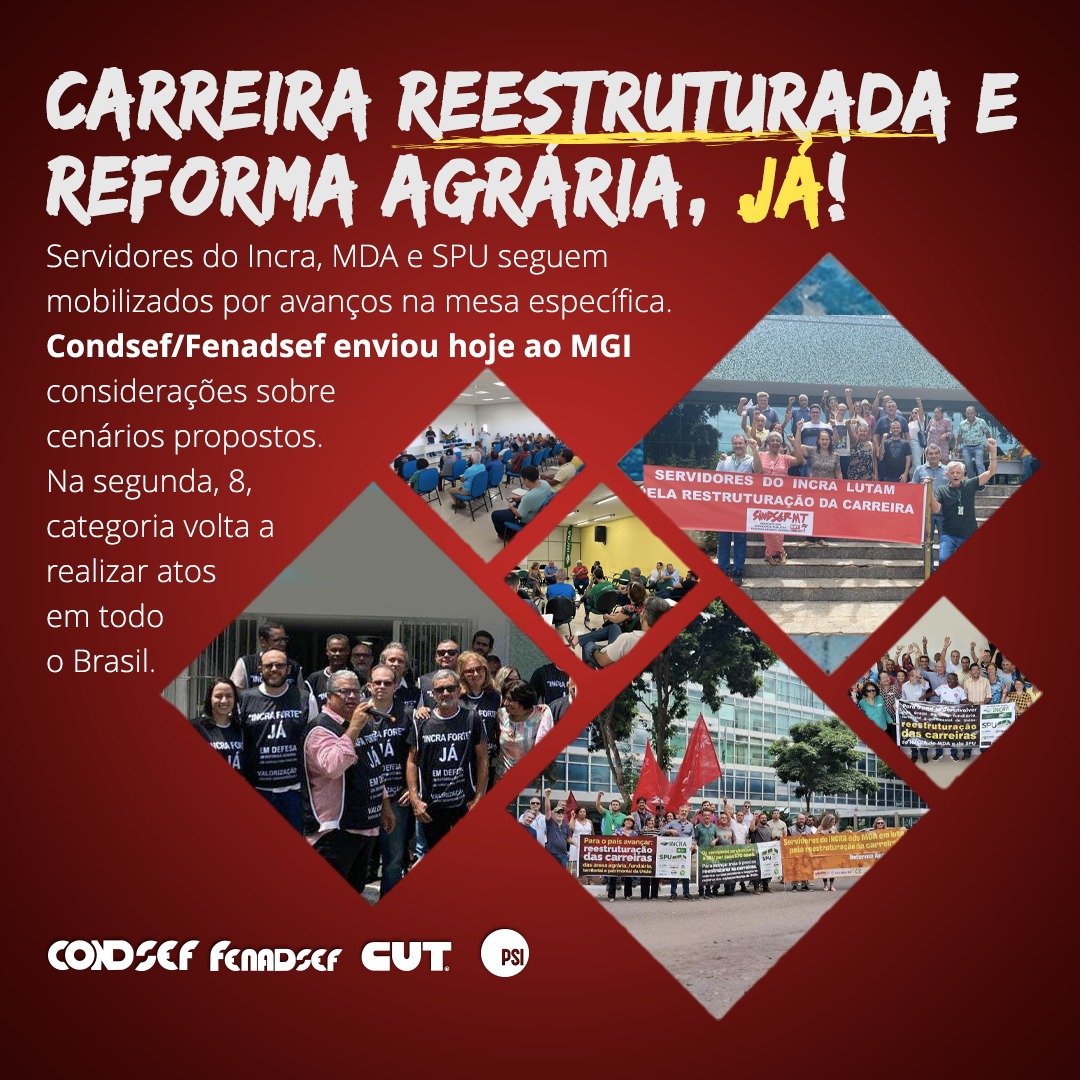 Condsef/Fenadsef enviou hoje ao MGI considerações sobre cenários propostos. Na segunda, 8, categoria volta a realizar atos em todo o Brasil condsef.org.br/noticias/servi…