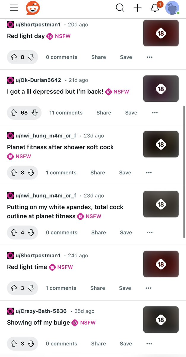 Wow. I just discovered there is an entire subreddit dedicated to people posting n*de s*xual photos while at Planet Fitness.