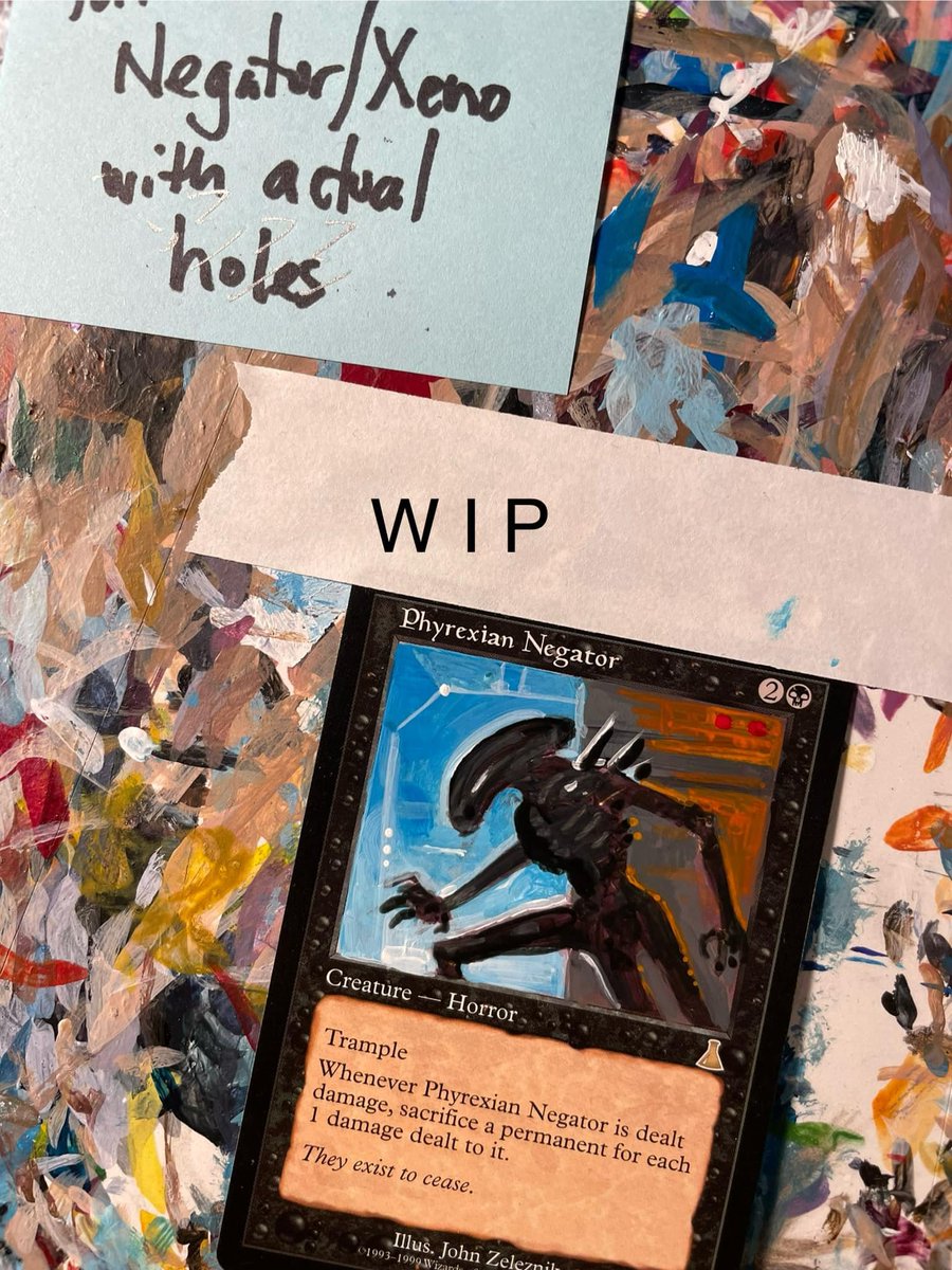 ZeleznikArt's tweet photo. WIP Phyrexian Negator Xenomorph MTG Alter Acid for blood burn holes to come #MTGART #Creature #Cardart  #CollectibleArt #mtgalter #Zeleznik #Horrorcreature #phyrexiannegator #phyrexia #WizardsoftheCoast #FantasyArt #MagicTheGathering https://t.co/ilMrK2t5sE