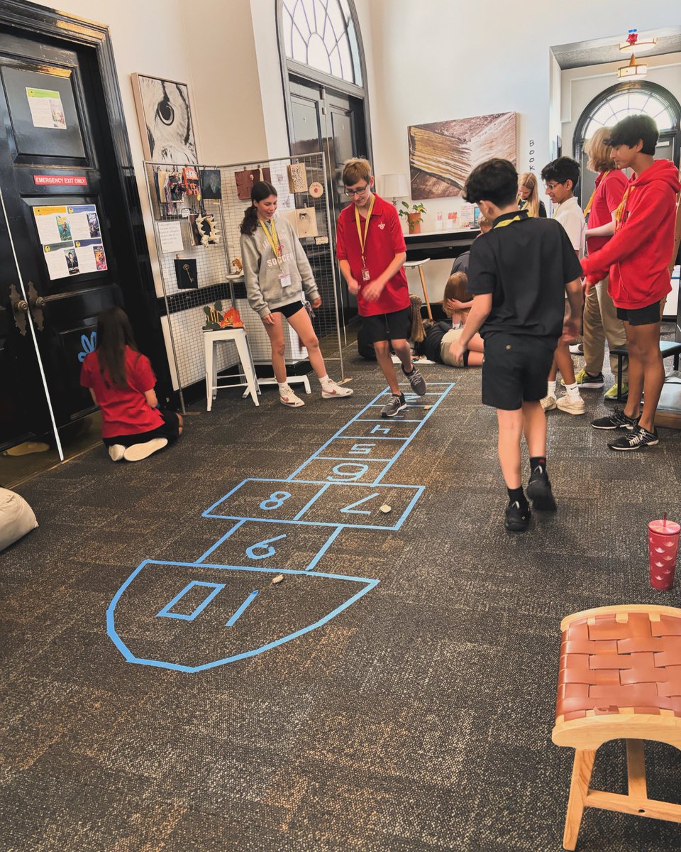 Blue tape &amp; hopscotch = a fun #library day!