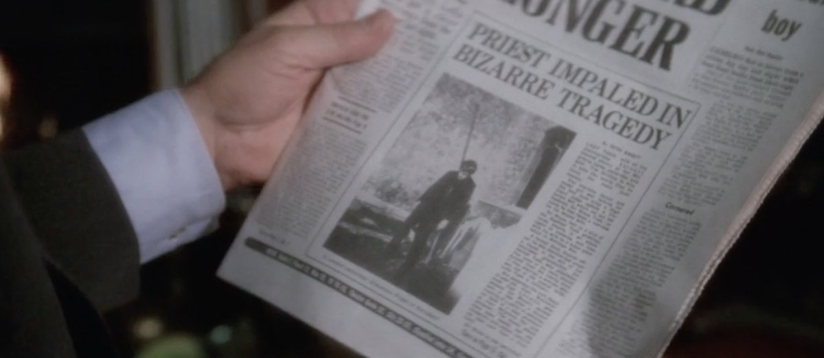 Watching 1976's THE OMEN. Don't want to be too critical, but I take issue with this newspaper's decision to publish a photo of an impaled dude on the front page. Seems inappropriate.