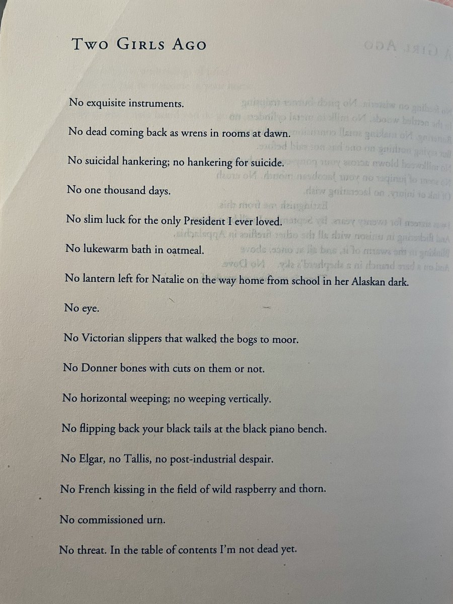 “In the table of contents I’m not dead yet.” —Lucie Brock-Broido, “Two Girls Ago” in STAY, ILLUSION 💙