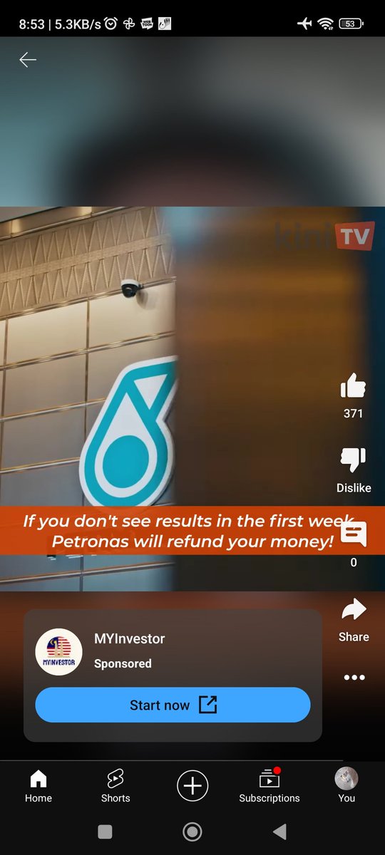 This is why AI poses a danger. I don't think that this is a legit investment company. This ad is in YouTube using a clip from @malaysiakini and using Petronas' name.