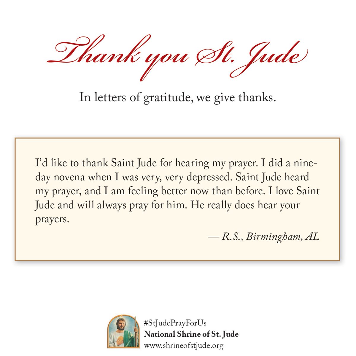 In letters of gratitude, we give thanks.

-

#ThankYouStJude #StJudePrayForUs #thankfulthursday #intercession #prayer #faith #hope #stjude #saintjude #catholic