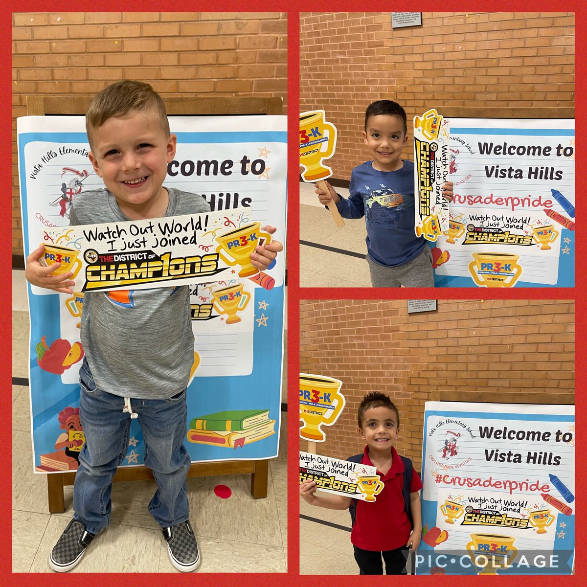 Meet some of our newest and tiniest Crusaders! Welcome to #THEDISTRICTOfChampions There’s so much to look forward to next year at Vista Hills ❤️🛡️🫶🏻 #CrusaderPride